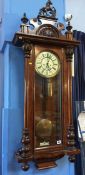 Walnut cased Vienna regulator wall clock