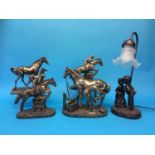 Collection of various resin figures and a lamp