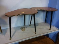 Two 1960s artist pallet shaped tables