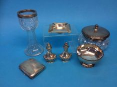 Collection of assorted silver, including an ashtray, salt and pepper etc.
