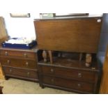 Oak dressing chest and chest of drawers together with a gateleg table