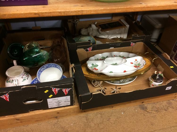 Three boxes of china, glassware etc.