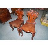 Pair of Victorian mahogany shield-back hall chairs