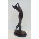 Large Bronze Nude Lady on Marble Stand 48cm