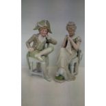 Pair of Continental Bisque Figurines AM 23cm Early