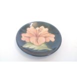 Moorcroft pin dish in the Coral Hibiscus pattern,