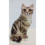 Winstanley figure of a seated cat, with inset glas