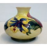 Moorcroft squat vase in the Hibiscus pattern, sign