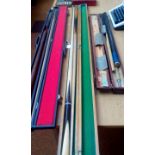 3 cased good quality snooker cues