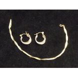 9ct gold bracelet together with a pair of earrings