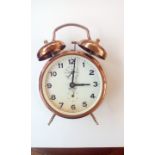 Copper two bell vintage alarm clock. Made in Germa