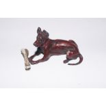 Bergman cold painted bronze dog with bone