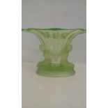 Art deco uranium glass flower vase, height 20cm