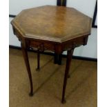 Victorian walnut sewing table on cabriole legs