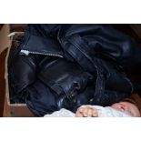 Box containing leather jackets