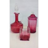 3x Cranberry glass