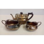 Silver plated three piece tea service