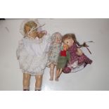 A collection of 4 vintage dolls
