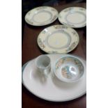 Set of four Royal Doulton plates together with nur