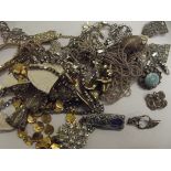 Assorted costume jewellery to include a silver and