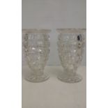 Pair of pressed glass vases with Rd number, height