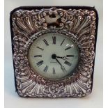 Silver framed quartz clock 12x10cm