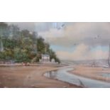 Framed watercolur, harbour scene, signed Burke, ov