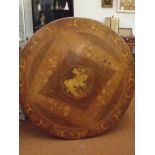 19th century marquetry inlaid table top, depicting