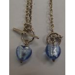 Silver necklace and pendant with matching bracelet