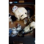 Group of ceramic dog figures and others