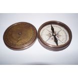 Brass compass and time reader