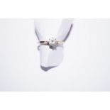 9ct gold solitaire ring with white gem stone. Size