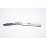 Silver bladed fruit knife with mother of pearl han