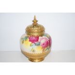 Royal Worcester floral lidded vase with pierced co