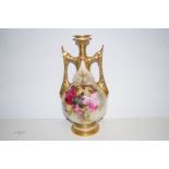 Royal Worcester twin handled vase with floral deco