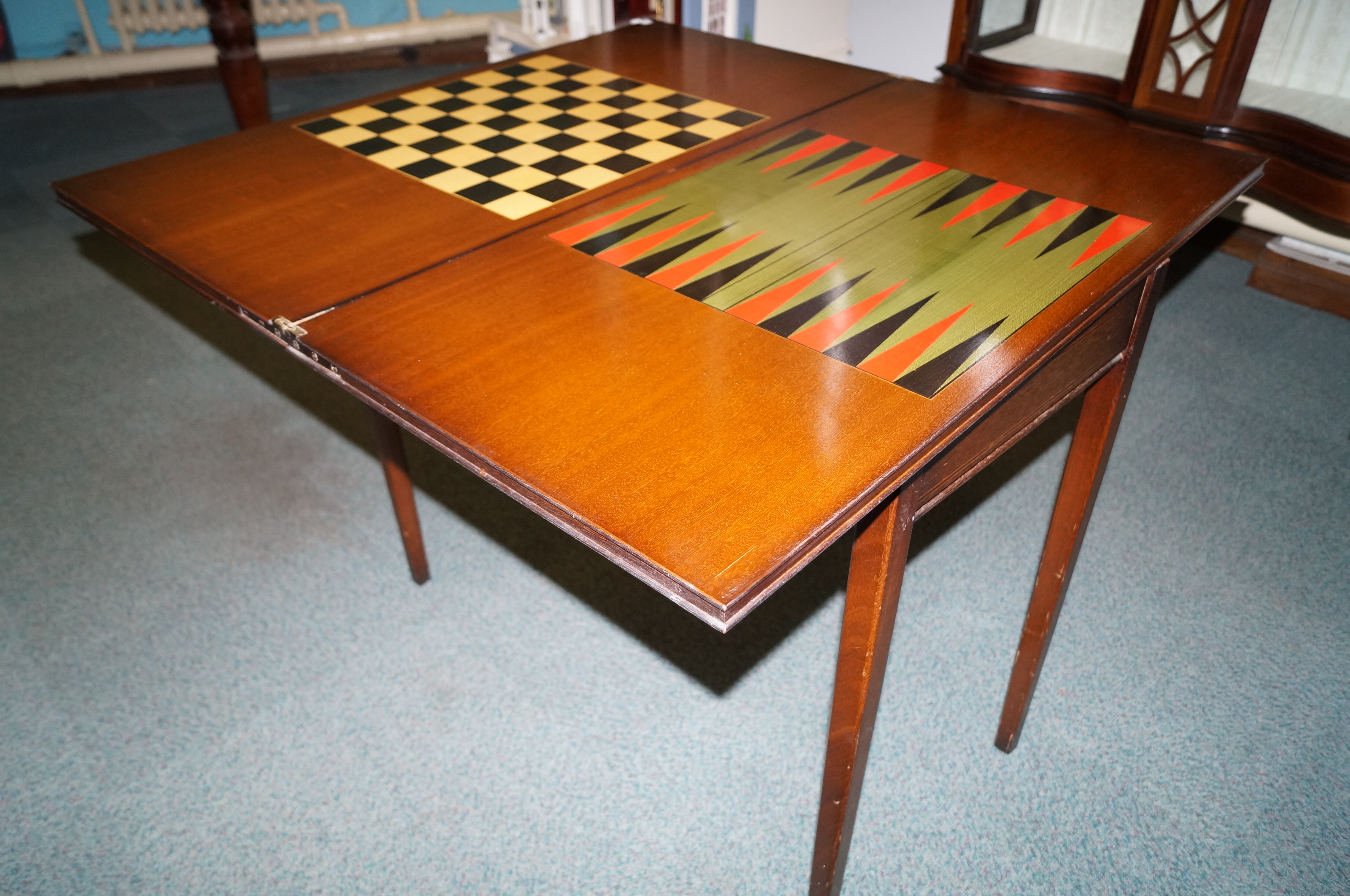 Good quality reproduction games table, inlaid and