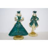 Pair of mid 20th century Murano glass figures, mod