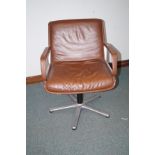 Mid century German desk chair upholstered in leather by Wilkhahn