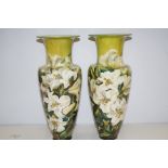 Pair of Doulton Lambeth vases, with Lily pattern,