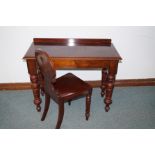 Victorian hall table and associated chair 72x95