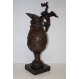 Large contemporary bronze, with carytid spout and