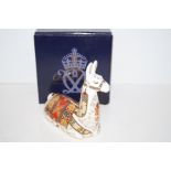 Royal Crown Derby Llama with gold stopper and box