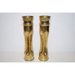 Pair of trench art waisted vases, height 30cm