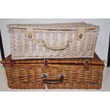 Two vacant wicker baskets