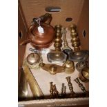 A box of brass ware and others