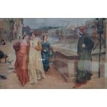 Early print titled the meeting of Dante and Beatri