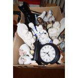 A large box of ceramic figures and others
