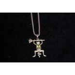 Silver necklace set with devil pendant