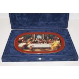 Cased plaque depicting The Last Supper, with box a