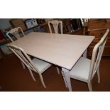 Limed dining table and 4 chairs